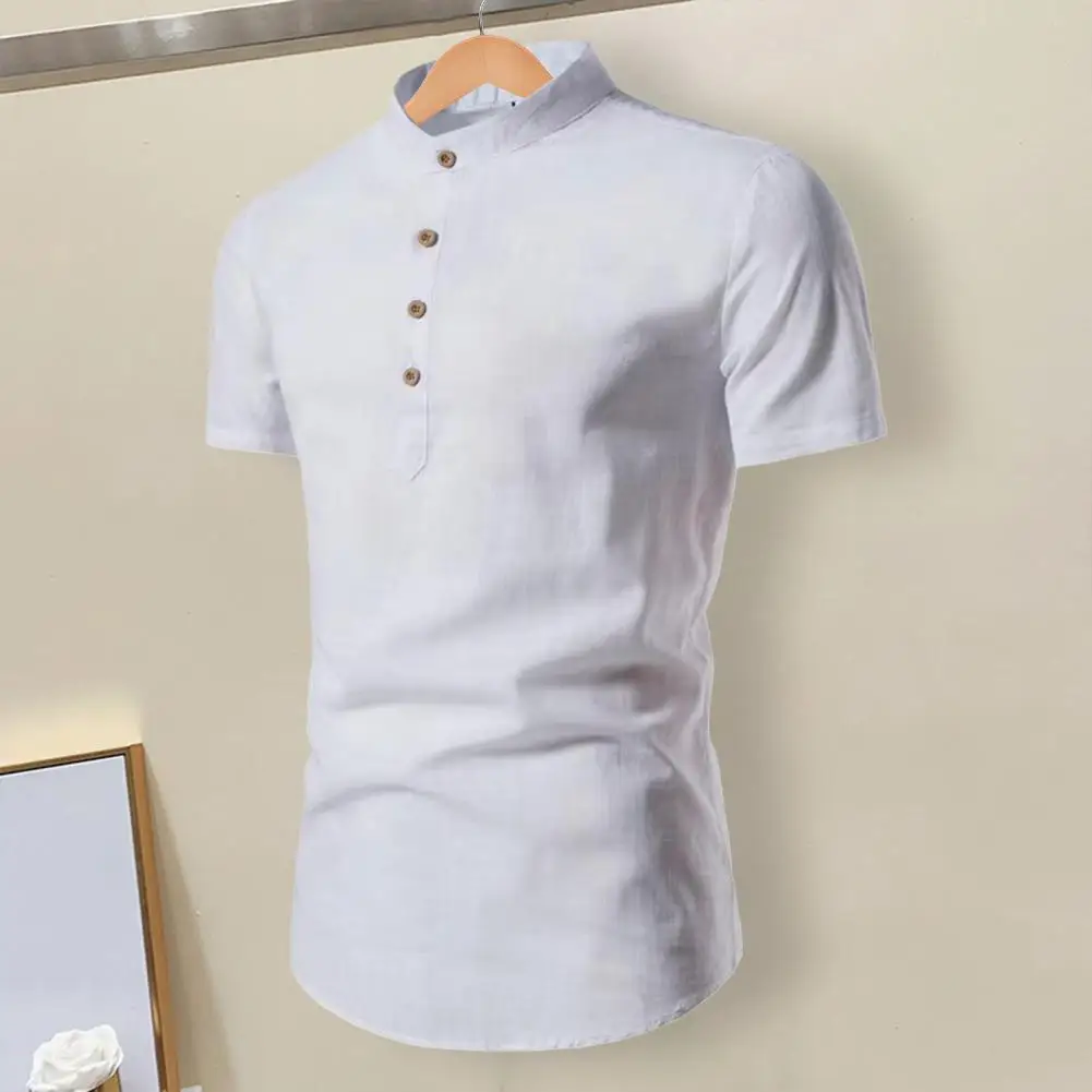 

Chic Men Shirt Thin Men Summer Shirt Slim Fit Pure Color Men Shirt Commute