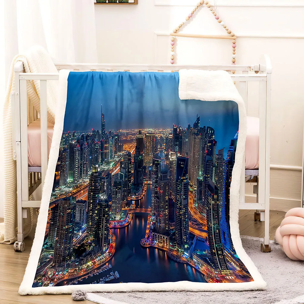 HUANZHUANG Модное искусство 3D Hd печать ночного видения городских высотных зданий