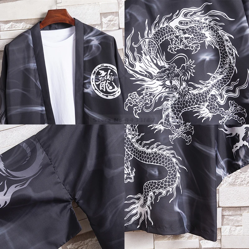 Кимоно ханьфу в китайском стиле тонкий кардиган японском юката халат с принтом