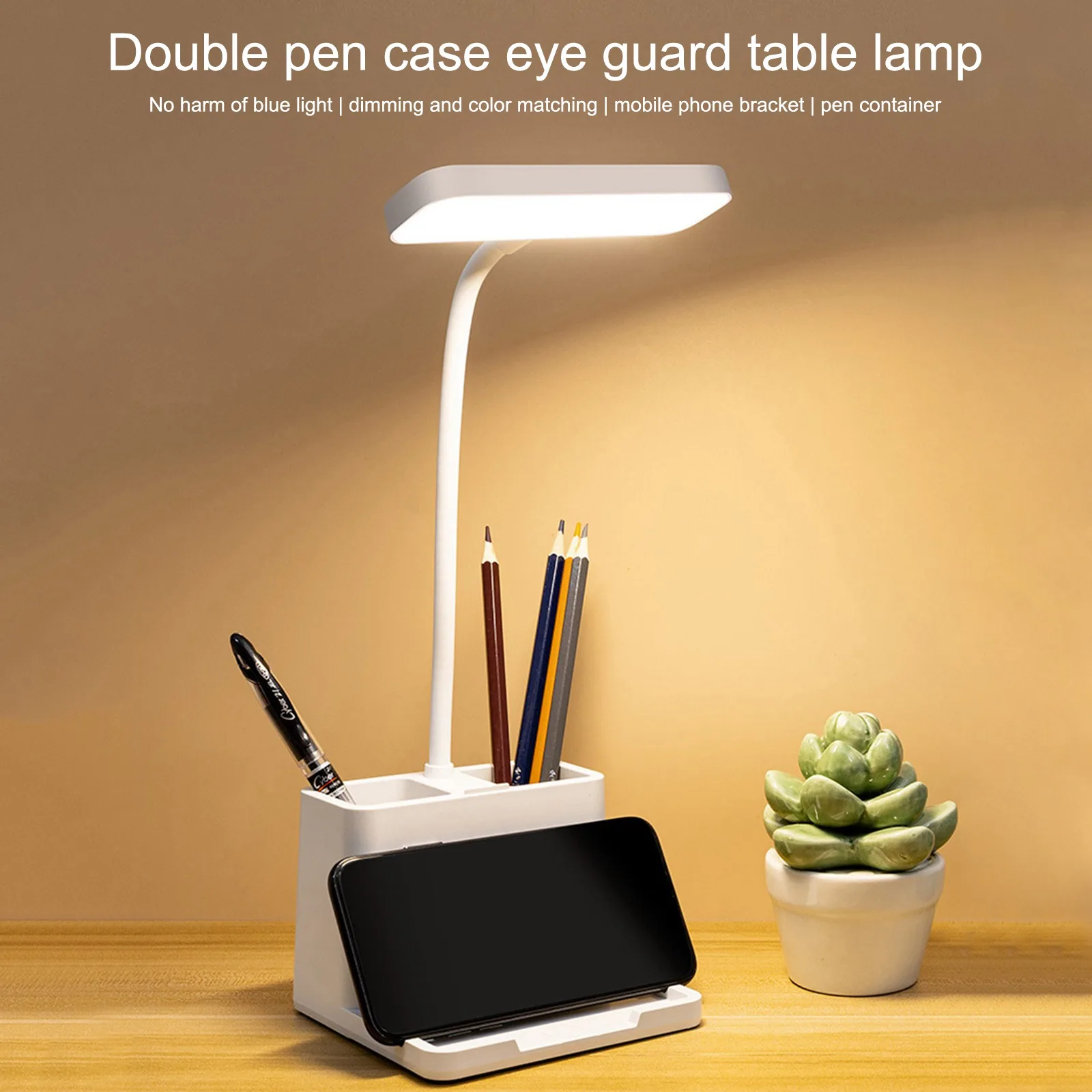 

Creative Student Dormitory Study Pen Holder Table Lamp Led Bedroom Eye Protection Rechargeable Reading Lamp School Gift