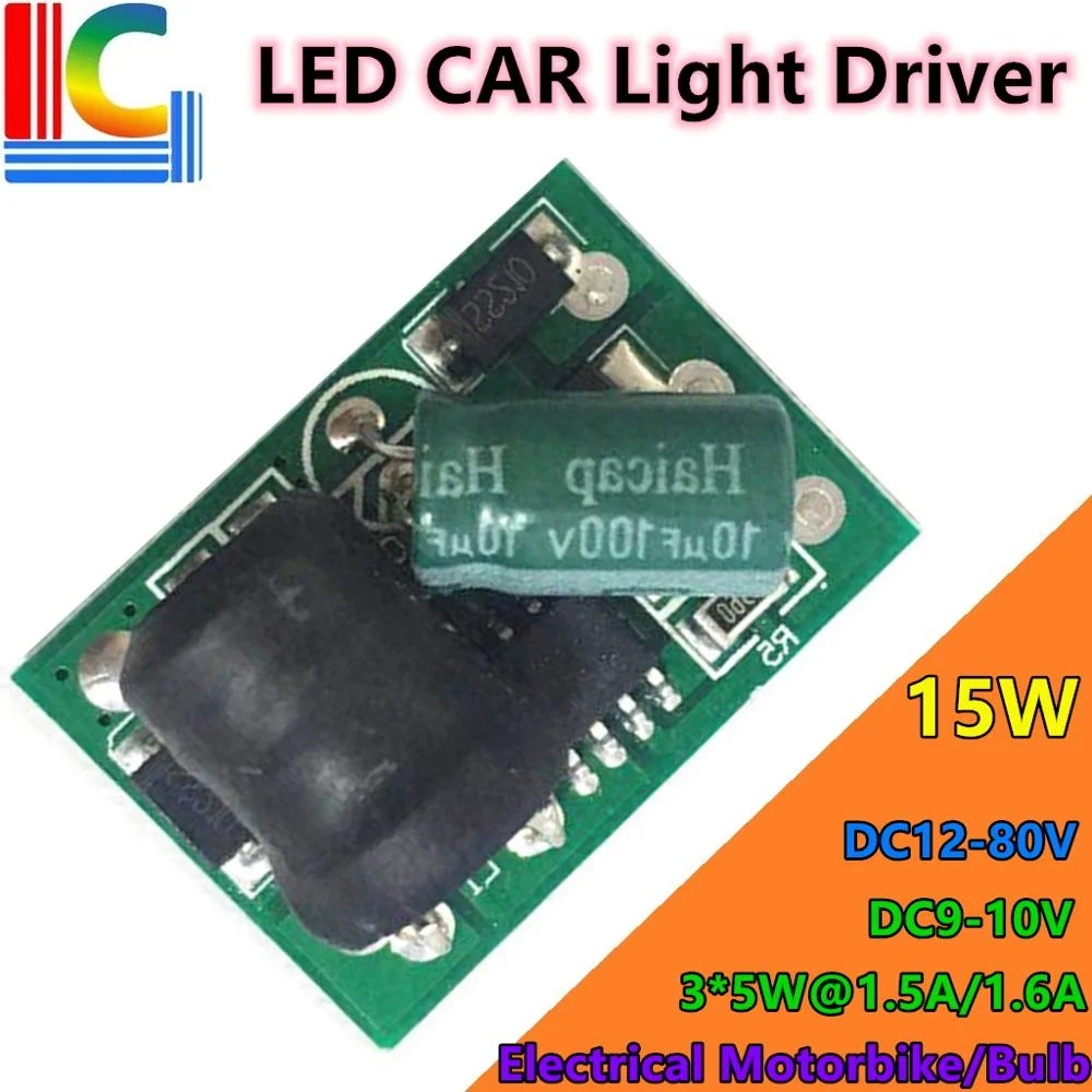 

DC 12V to 80V Драйвер для светодиодных ламп DC 9V - 10V 1.5A 1.6a источник питания для автомобильных электромобилей Светодиодная лампа DIY