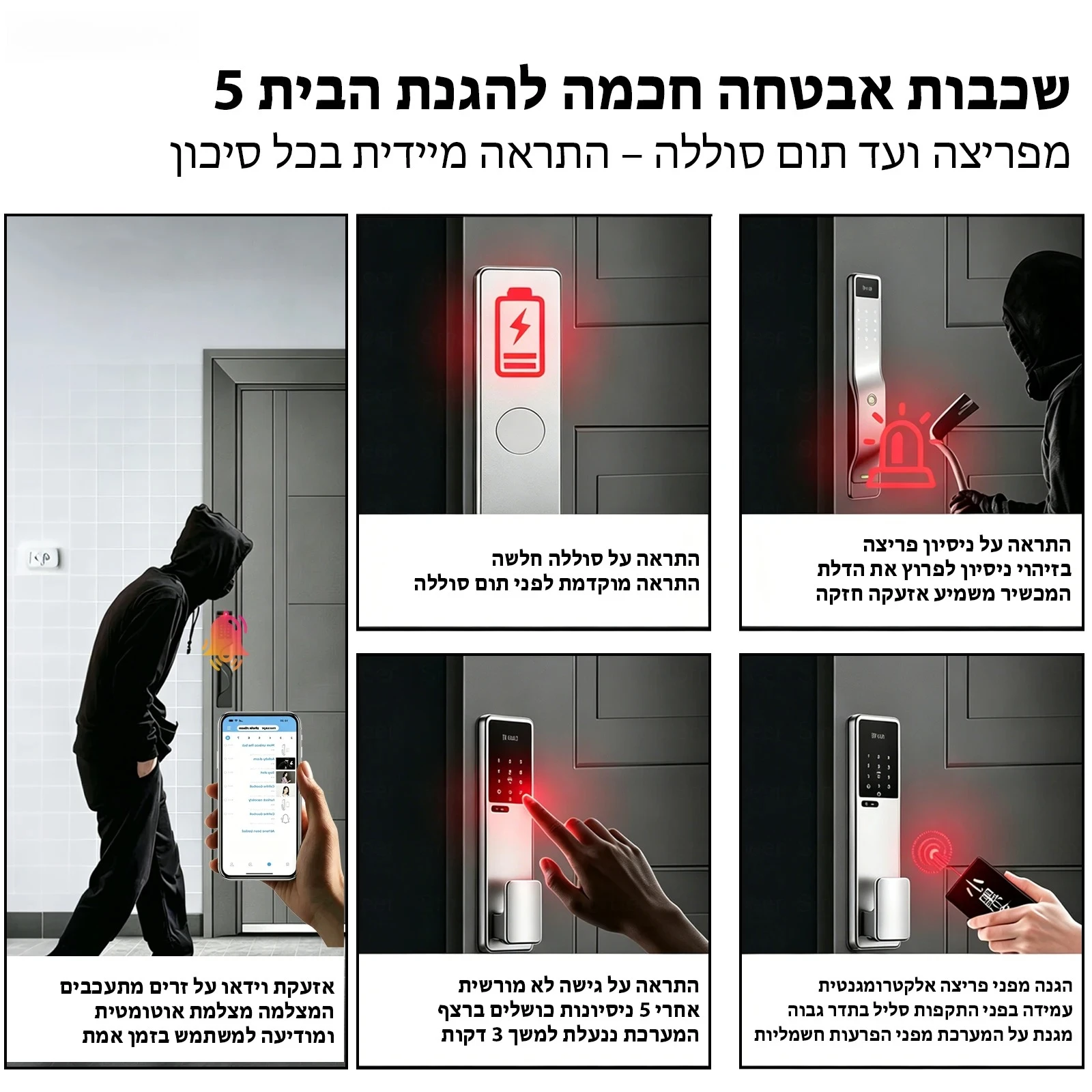 Фото Умный замок SmarDeer Israel 6590 для Tuya, водонепроницаемый IP66, с распознаванием лиц и вен ладони, с поддержкой иврита, Wi-Fi замок Tuya №3