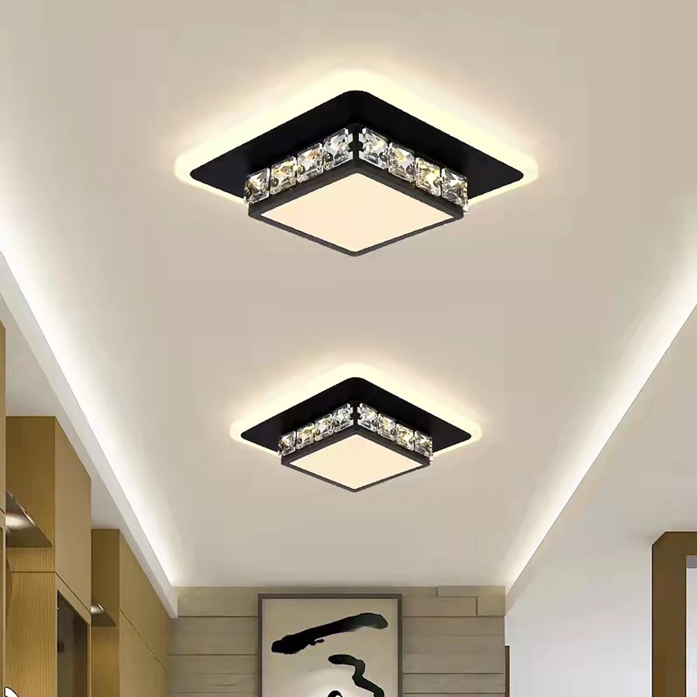 Modern Crystal Ceiling Lights LED Lamp for Living Room Bedroom Study White Black Surface Mounted Lighting Decoration Chandelier