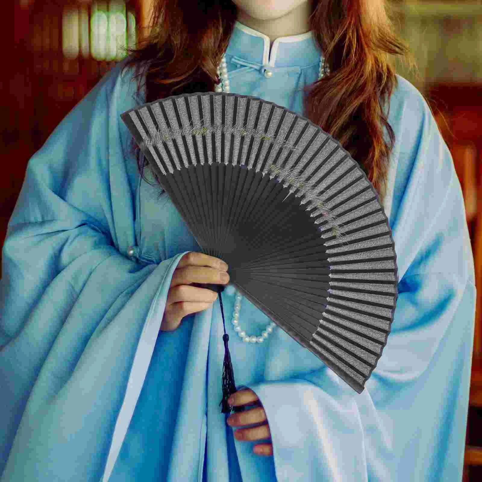 

Portable Fan Handheld Foldable Folding Dance Party Prop Elegant Chinese Bamboo Fans Silk Classic Men Women