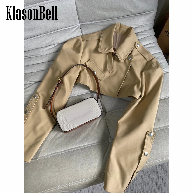 

10,5 KlasonBell модный дизайн эполета на пуговицах с длинным рукавом Экстра короткая куртка для женщин