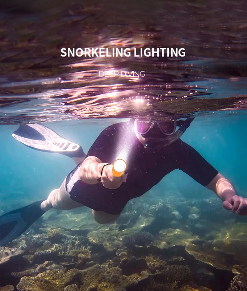 

D2 Diving Equipment T6 Flashlight Strong Light Waterproof Night Fishing Light Underwater Professional Outdoor Diving Torch Light