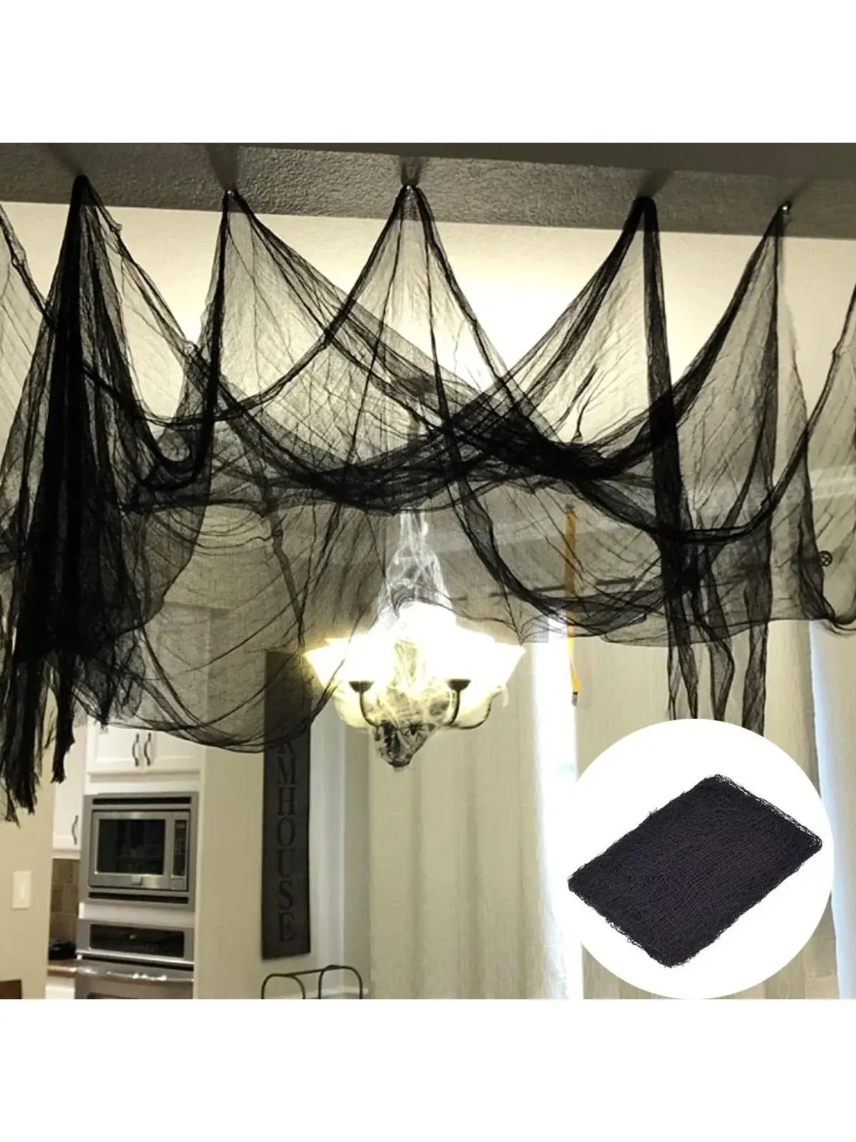 

76X183 Cm Halloween Gauze Creepy Cloth Black Netting Spider Web Decor Halloween Horror House Party Decoration