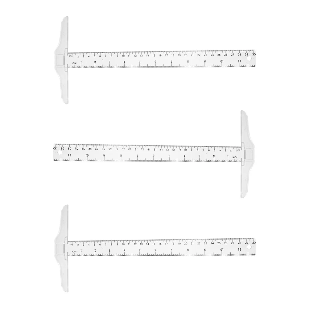 

3pcs Prime Double Scale Ruler T Shape Ruler for Engineer Architect Student