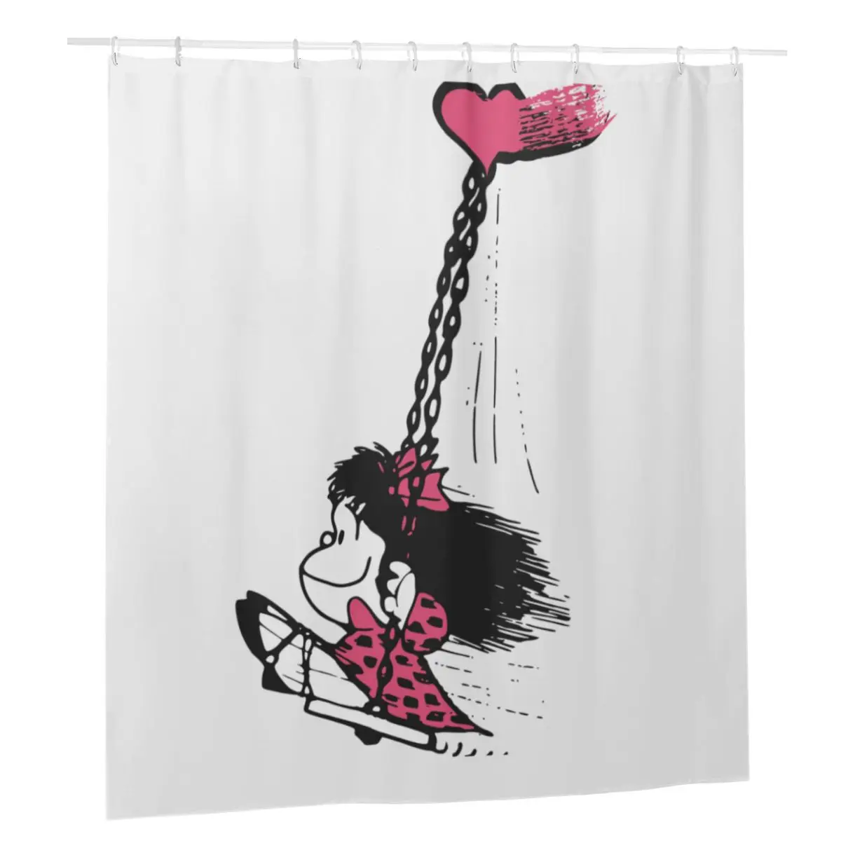 

Mafalda Shower Curtains Home Bath Curtain with 12pcs Hooks Bathing Screen Polyester Waterproof Frabic Love You Curtain