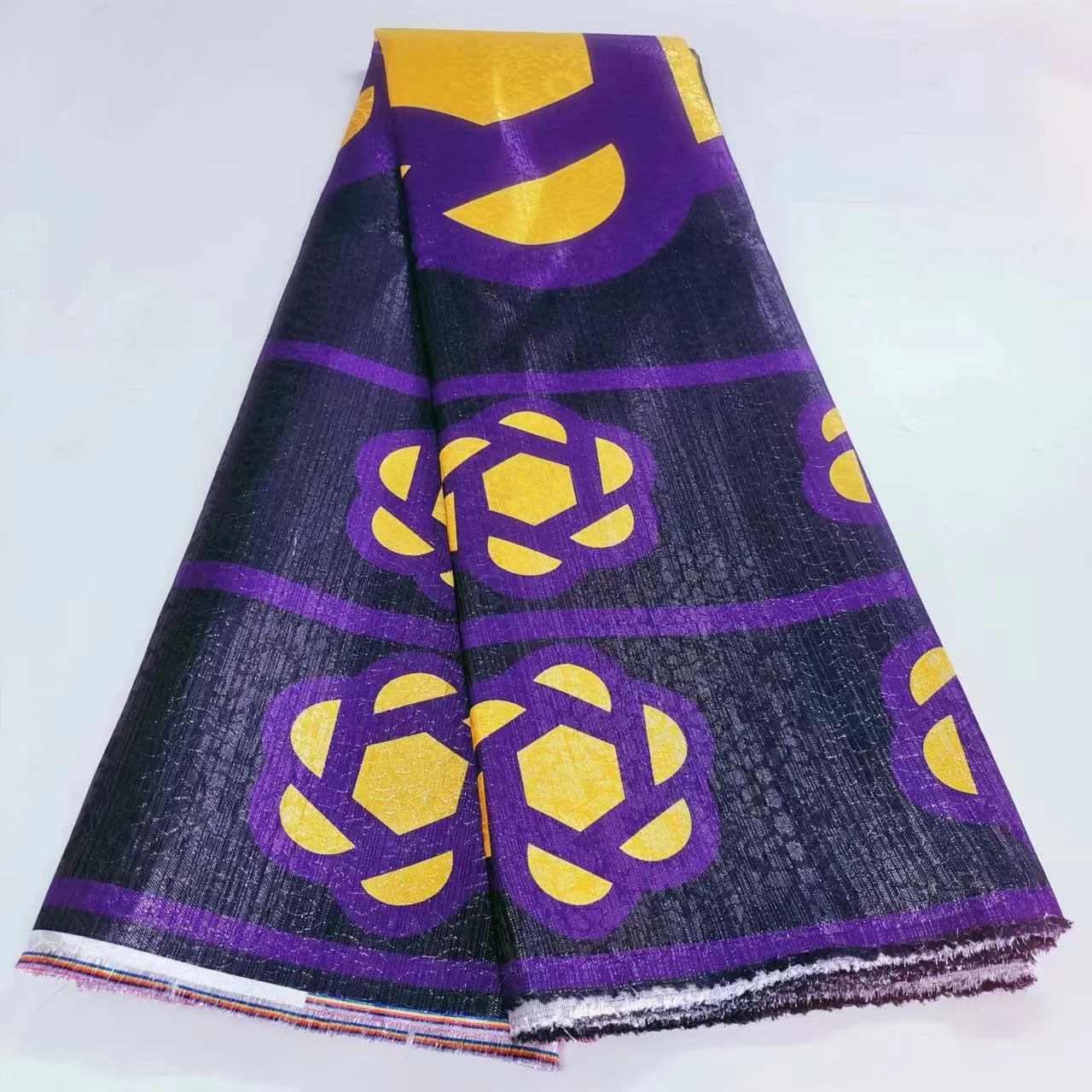 Африканский восковой стиль Kente жаккардовая парчовая кружевная ткань Высокое