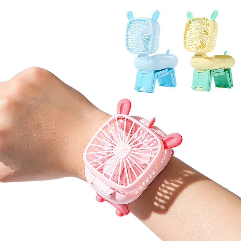 

Children Animal Watch Fan Mini Cartoon Wrist USB Fan Student Portable Handheld Wristband Cartoon Small Fan Lazy Watch Gift