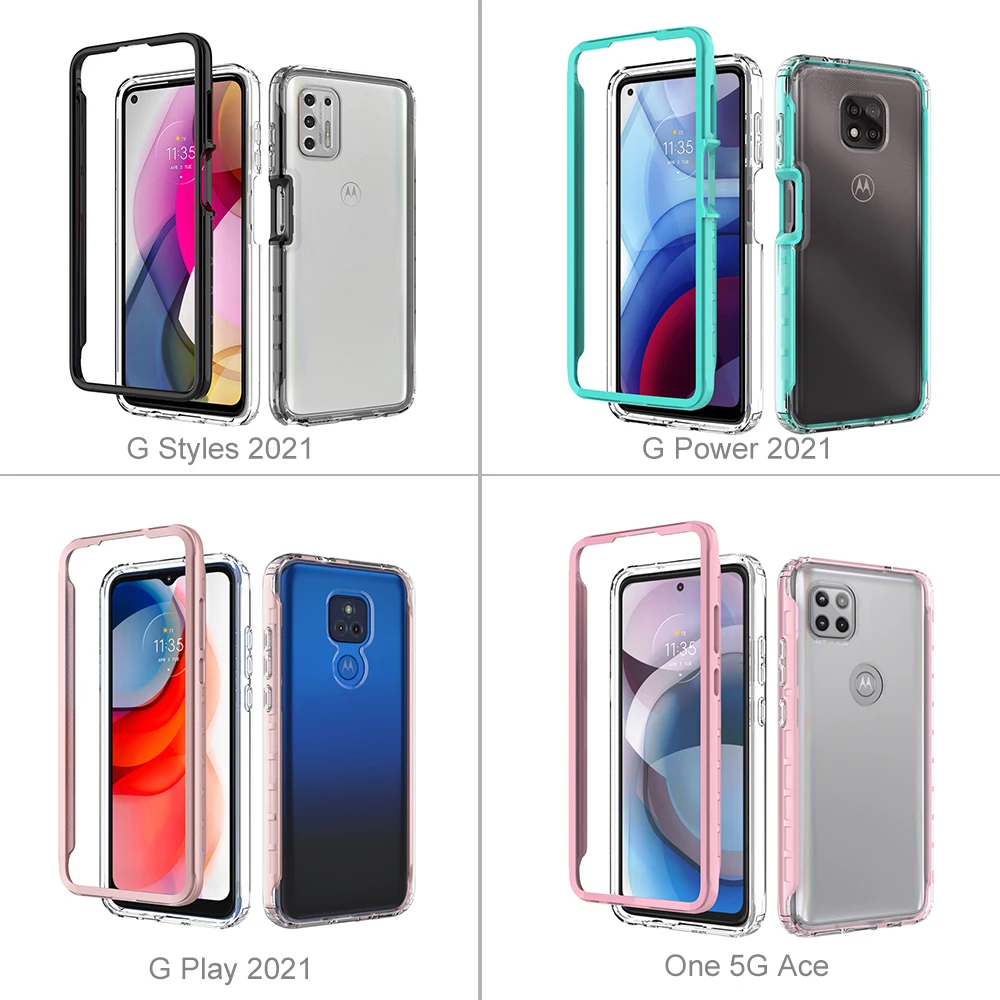 rubber shockproof phone cover for motorola g stylus 2021 case moto one 5g ace power play frame clear hard back protective skin free global shipping
