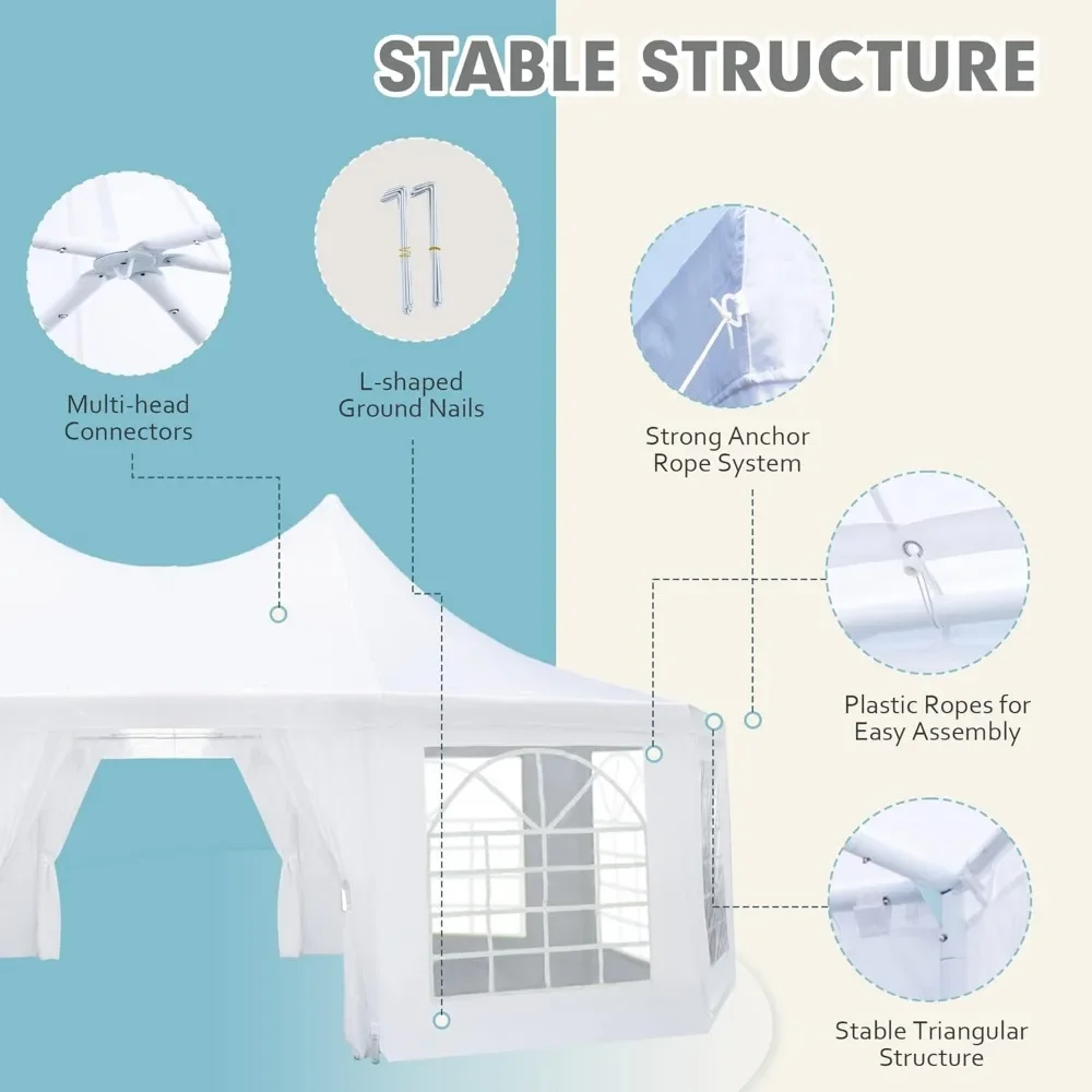 Фотопалатка 26x9 футов белая свадебная палатка декагональный сверхпрочный навес с