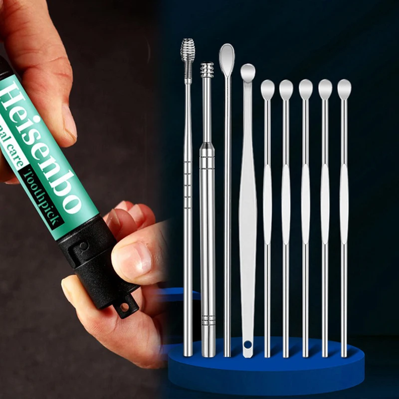 

9Pcs Steel Earpick Ear Cleaner Spoon Ear Care Ear Wax Removal Kit Ear Wax Remover Ear Wax Removal Tool Cleaning Tools