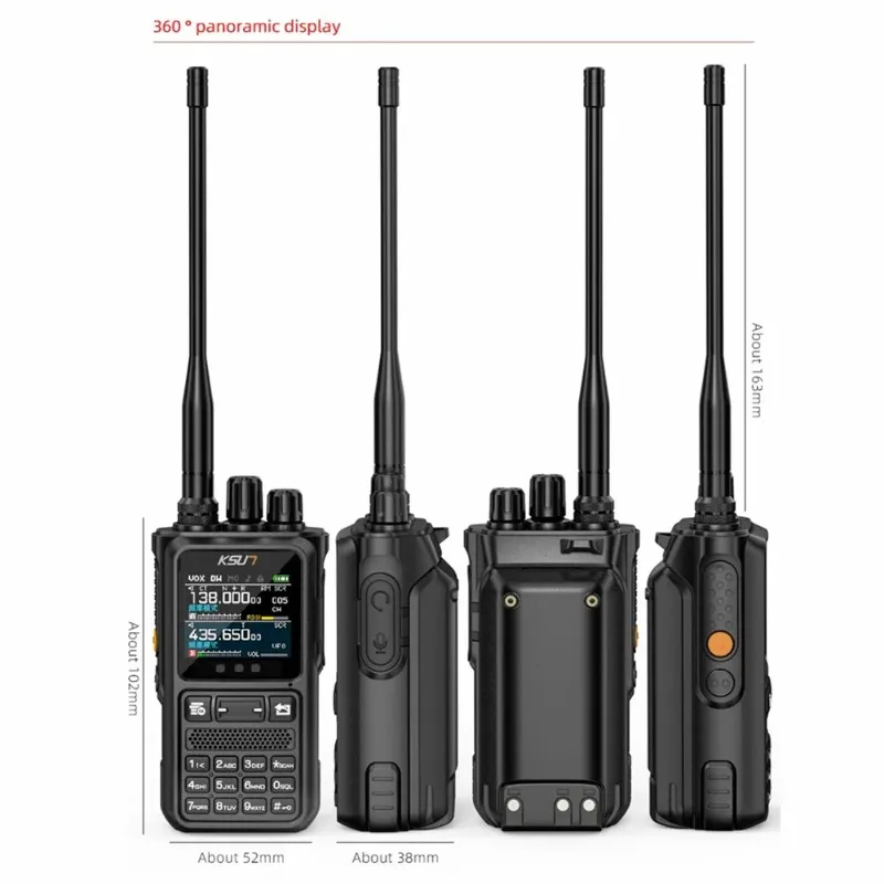 Фото Рация KSUN UV110D: Профессиональная портативная радиостанция VHF/UHF с большим радиусом действия, AM/FM, для любительской связи и сканирования радиосигналов №1