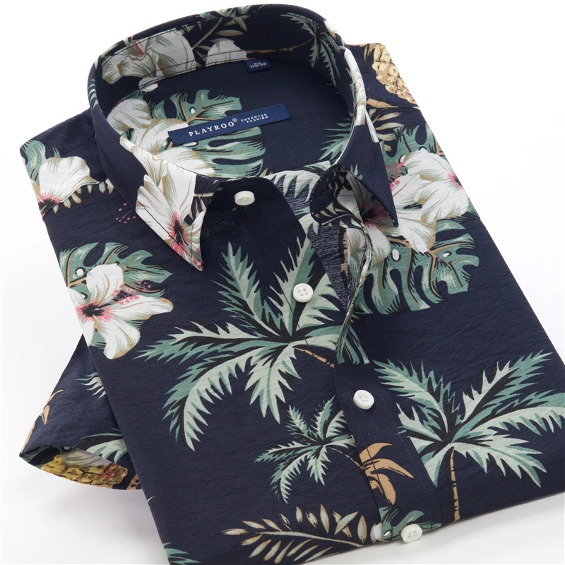 SHAN BAO XXL-10XL Plus Size Summer Brand Lightweight Loose Short Sleeve Shirt Classic Print Men's Casual Beach Thin Shirt
