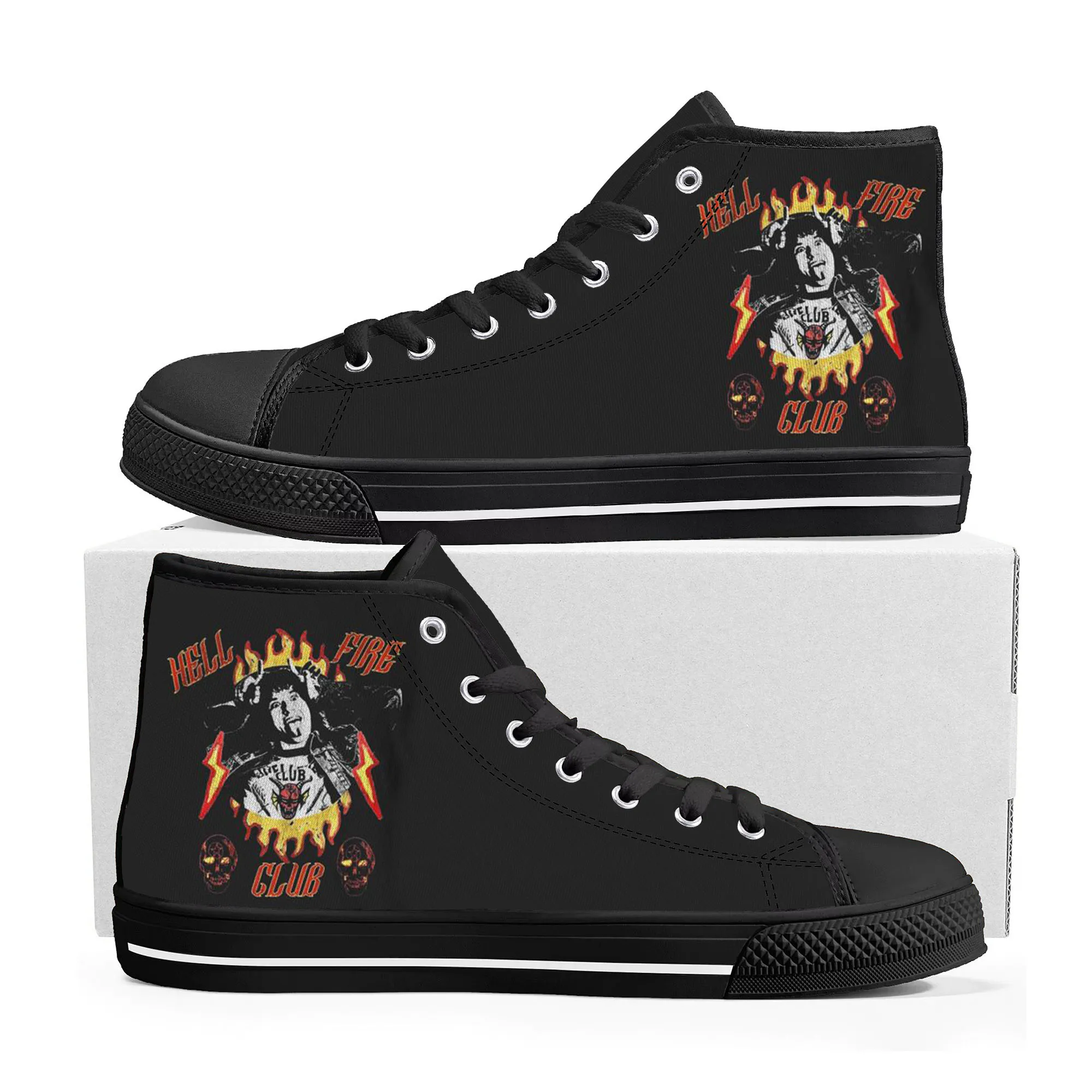 

Stranger Things Eddie Munson HighTop Sneakers Hellfire Club Mens Womens Teenager Canvas Sneaker Casual Couple Shoes Custom Shoe