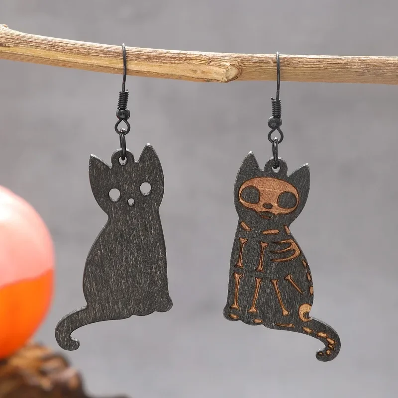 Новинка 2024 г. милые Мультяшные серьги Kuromi в виде черной кошки призрака Хэллоуина
