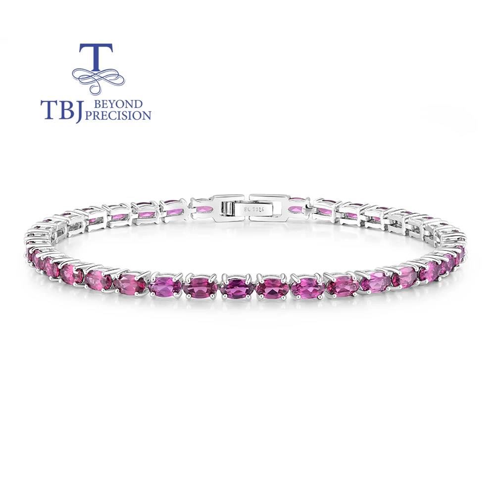 Элегантный серебряный браслет для тенниса женщин натуральный родолит гранат