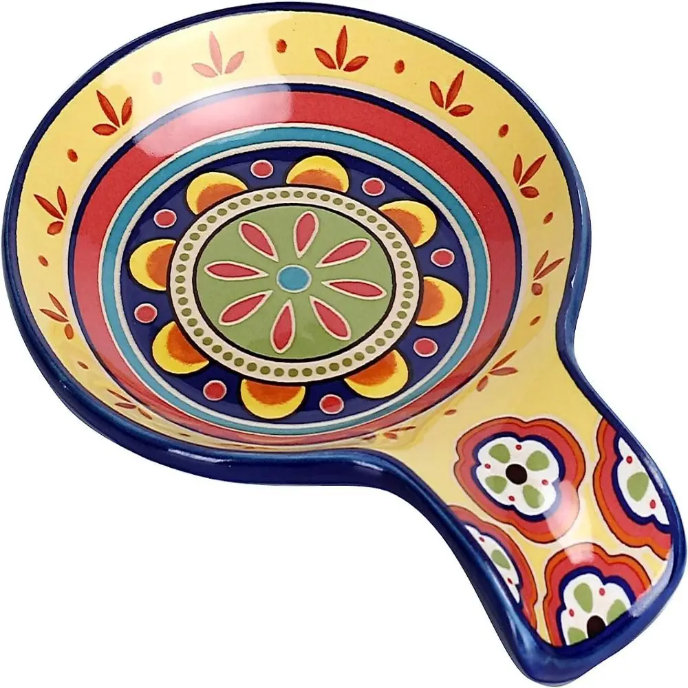 

2pcs Latin Spoon Rest New 7.5 X 5.5 Inches Havana European Style Tableware Dishwasher Safe Ceramic Spoon Holders House