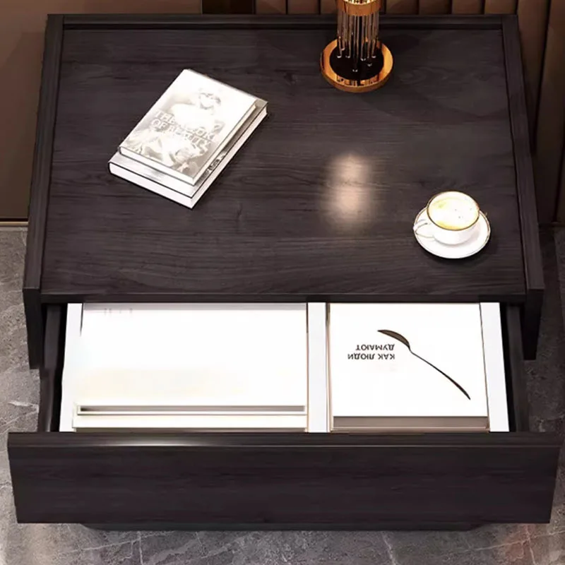 Черный ночной столик со скрытым хранилищем винтажный роскошный для спальни