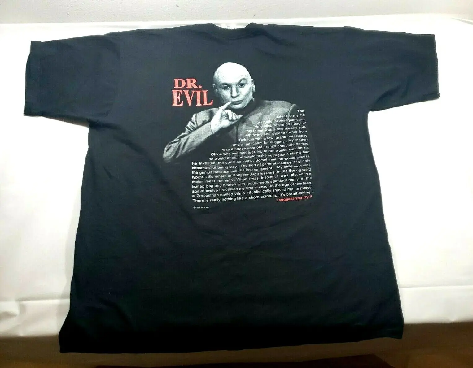 Винтажная черная футболка Dr. Evil Остин Powers 1999 Sz. XL