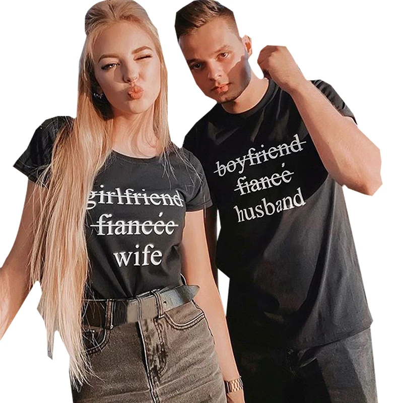 

Funny Letter Print Valentine's Gifts Couple T shirt To Be Wife & To Be Husband For Lovers Clothes Wedding Day Matching Tops