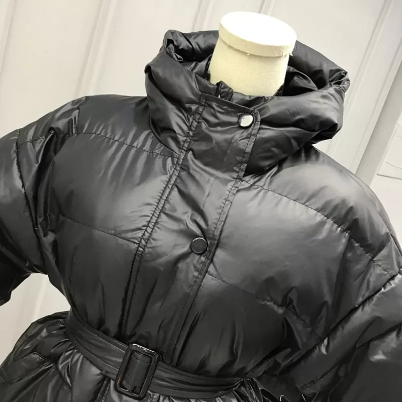New2022 New Jacket Women Winter 6 Colors Casual Warm Coat Femme Parkas with Belt Hooded Korean Style Black Autumn Female Clothin
