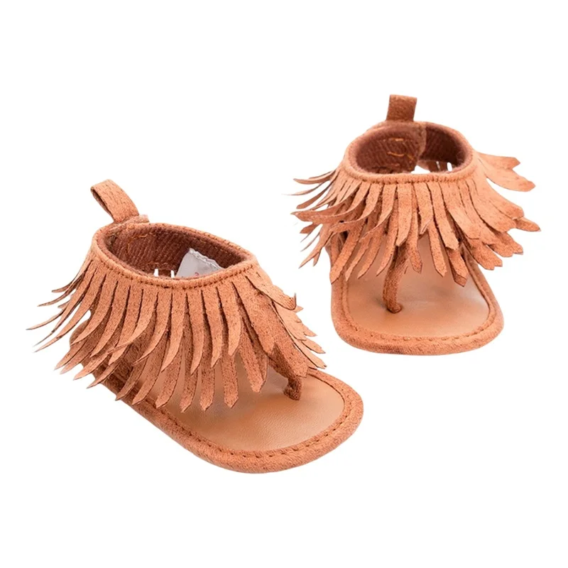 

Toddler Baby Girls Sandals Summer Infant Non-Slip Soft Sole Tassel Flats Newborn First Walkers Crib Shoes 2023 New Babe Shoes