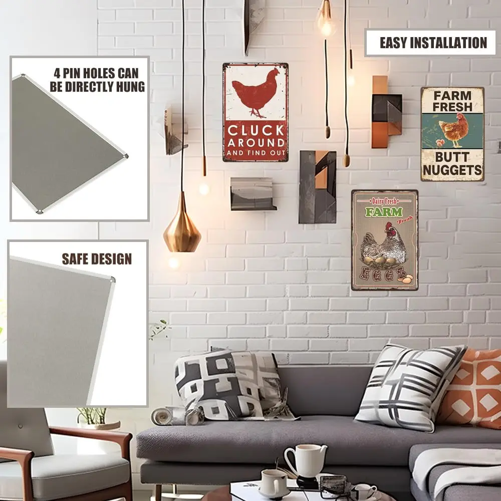 Винтажная металлическая вывеска Молочные свежие яйца настенный художественный