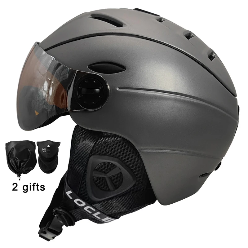 LOCLE CE Certification Glasses Ski Helmet In-mold Skiing Helmet With Goggles Snowboard/Skateboard Helmet 5 Colors M/L/XL