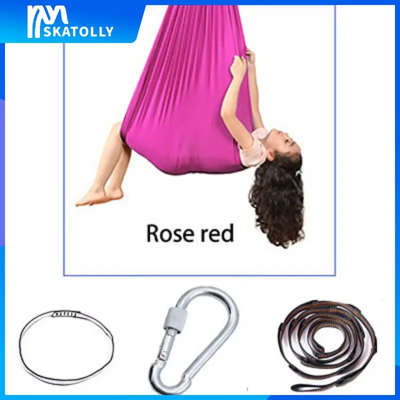 

NWE Yoga Hammock Full Set Kids Home Hanging Swing Hammock Seat Outdoor Nylon Wrap Aerial Yoga