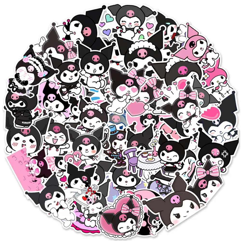 10/30/50PCS Kawaii Kuromi Anime Stickers for Kids Decorative Skateboard Guitar Suitcase PVC Kids Decal Cute Sticker Toys Gift