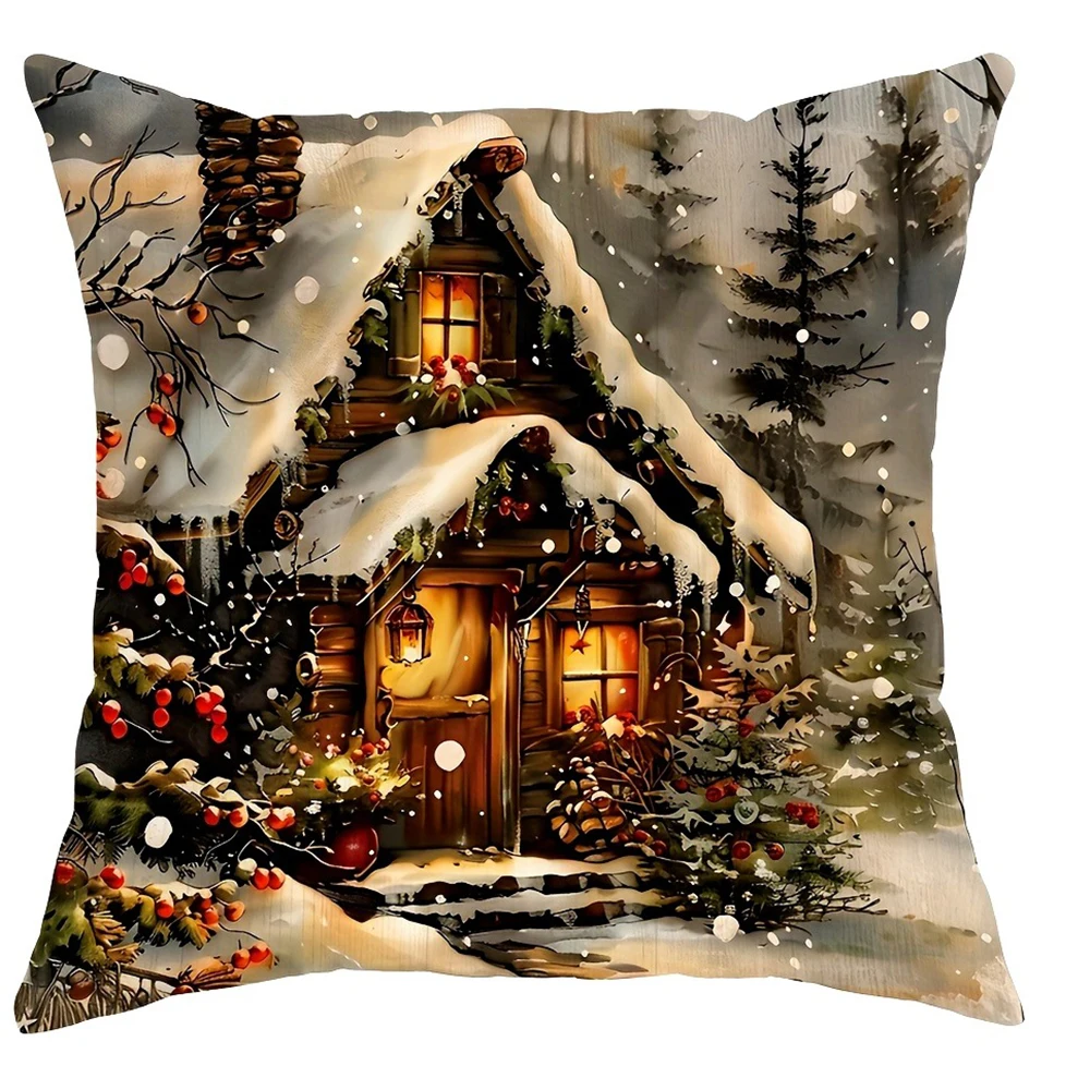 

Наволочка полиэстер велюр Санта Клаус Снеговик 40x40 см