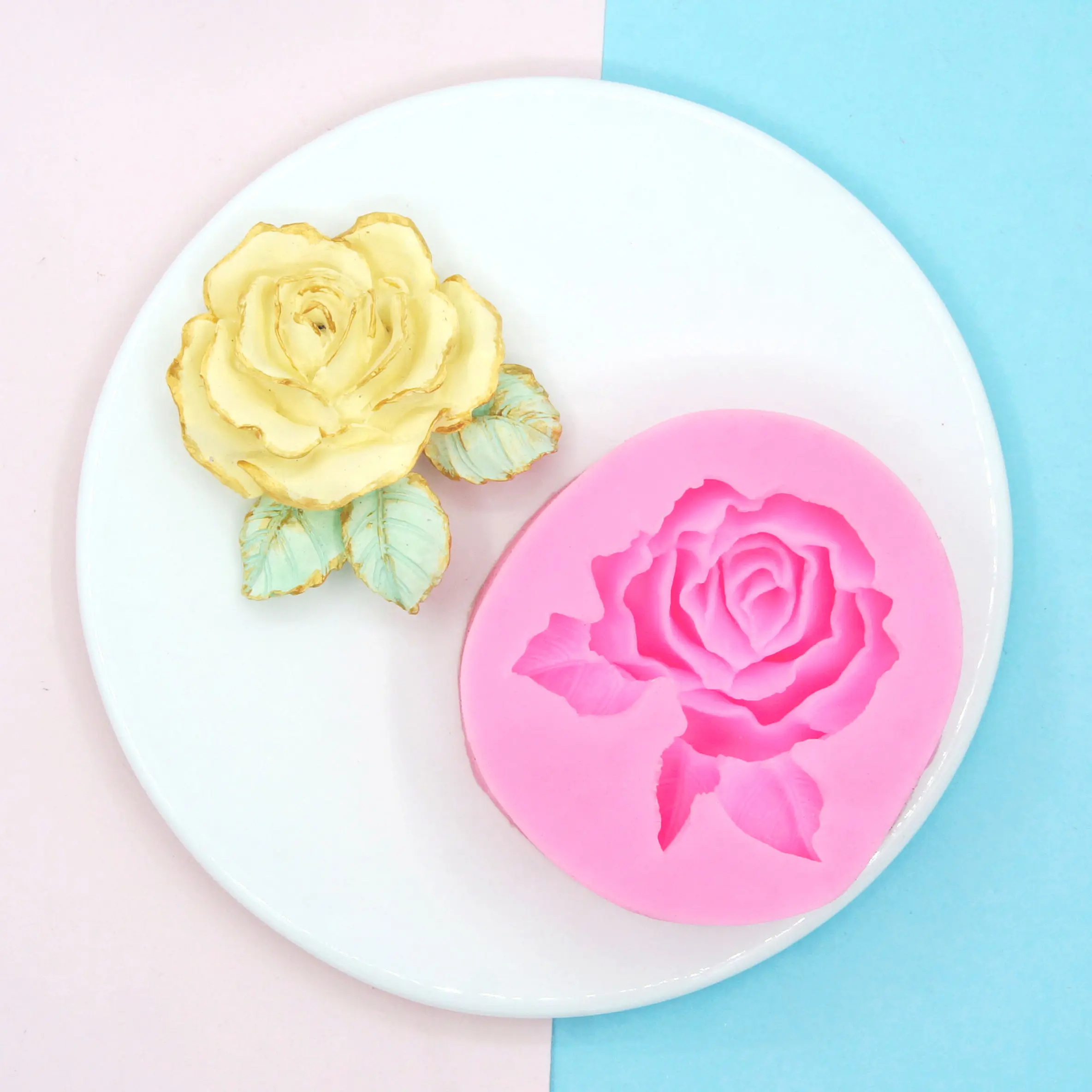 

Lilac Rose Fondant Silicone Mould Gypsum Cake Decorating Diy Chocolate Baking Tools 3D Handmade Resin Clay Resin Candle Mold