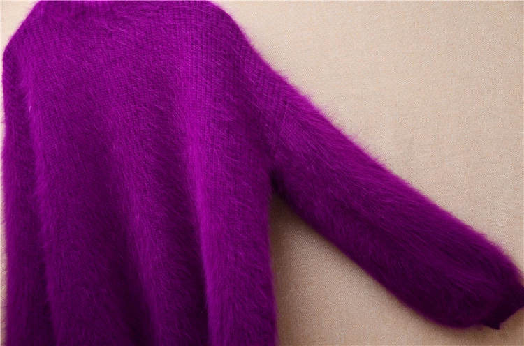 Женский весенне-зимний толстый теплый фиолетовый волосатый норковый