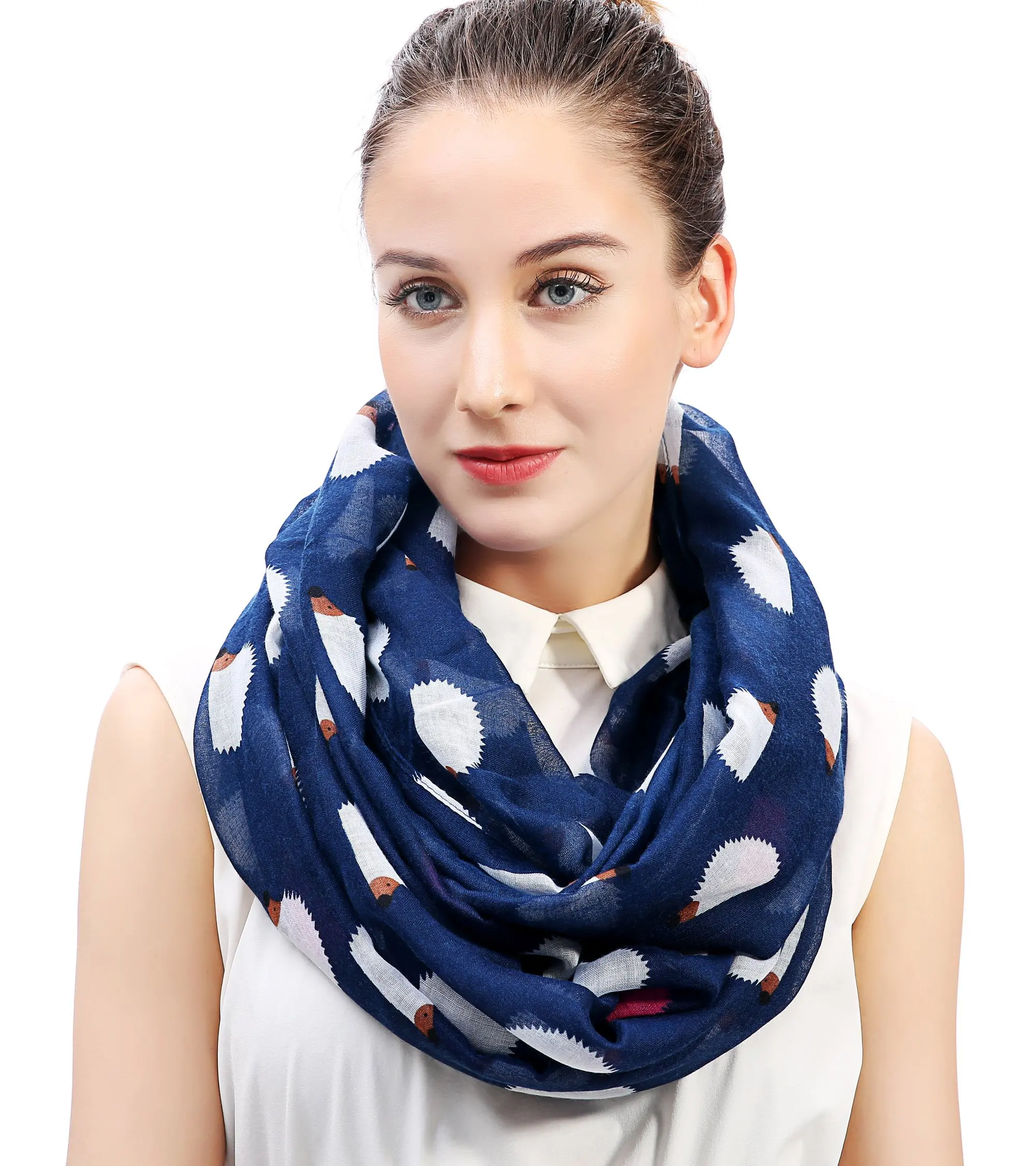 

Free shipping ring scarf schal damen Hedgehog Print Infinity scarves for women winter scarf Loop Scarf Lightweight