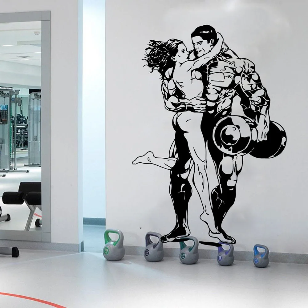 Большая наклейка на стену для тренажерного зала, для обнимания мышц, для девушек, для фитнеса, для кроссфита, для занятий спортом, для оформления дома