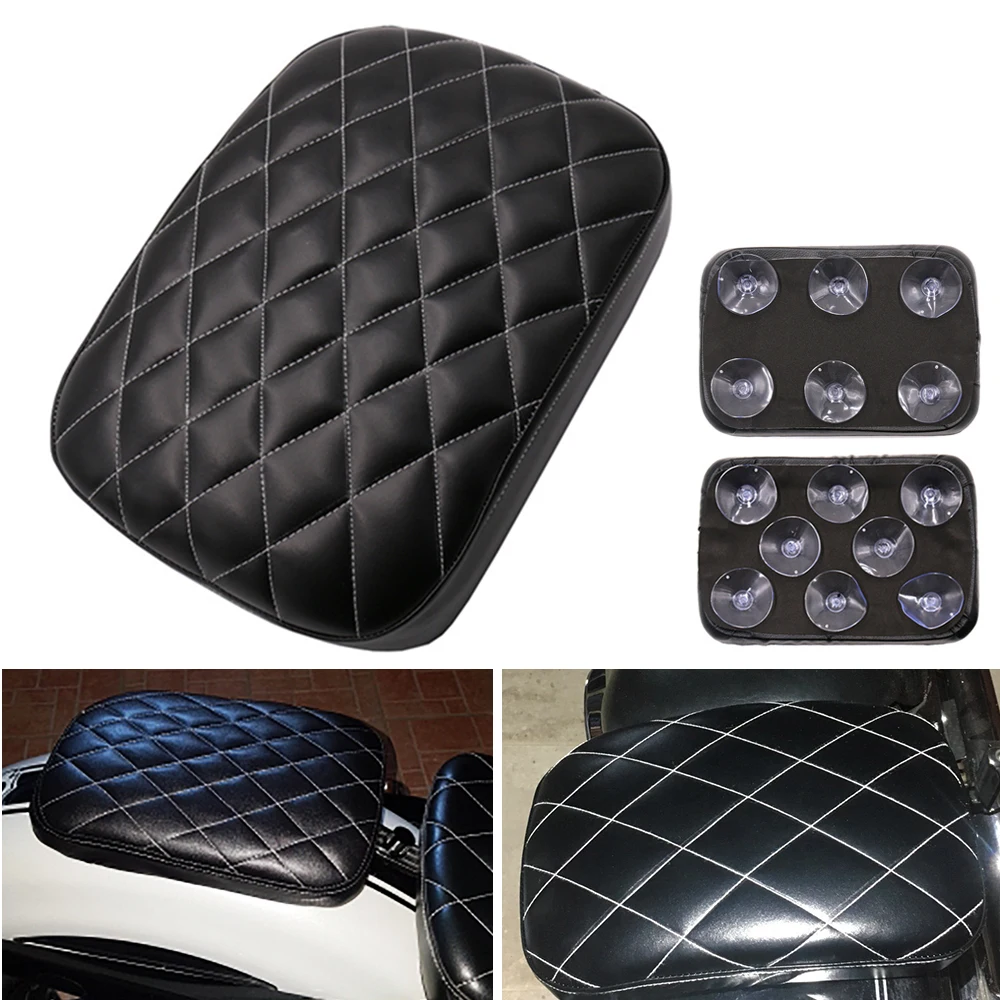 

Motorcycle Rear Passenger Seat Suction Cup Cushion Pillion Leather Pad Cover For Harley-Davidson Sportster X48 XL883 XL1200 72