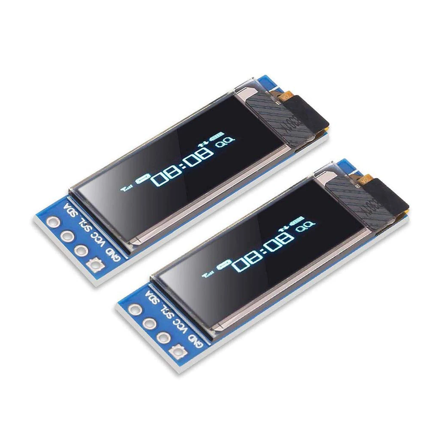 Фото Модуль дисплея IIC I2C OLED 0,91 дюйма, 12832 дюйма, I2C 0,91x32 SSD1306, модуль ЖК-дисплея, синий драйвер OLED-экрана I2C, 10 шт. №3