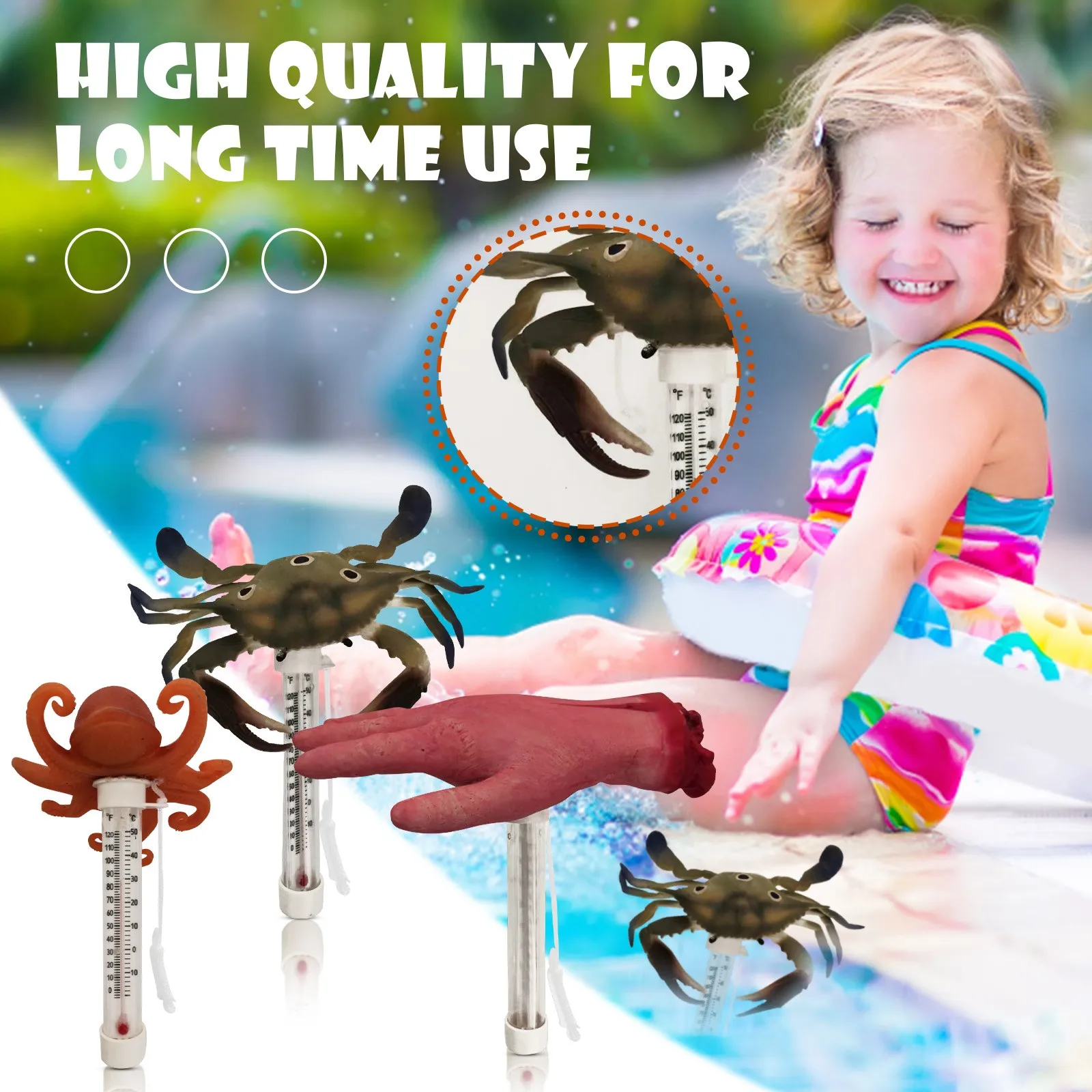 

Термометр для бассейна, плавающий круг, термометр для бассейна с большим измерителем температуры в мультяшном стиле EZ Read для бассейна