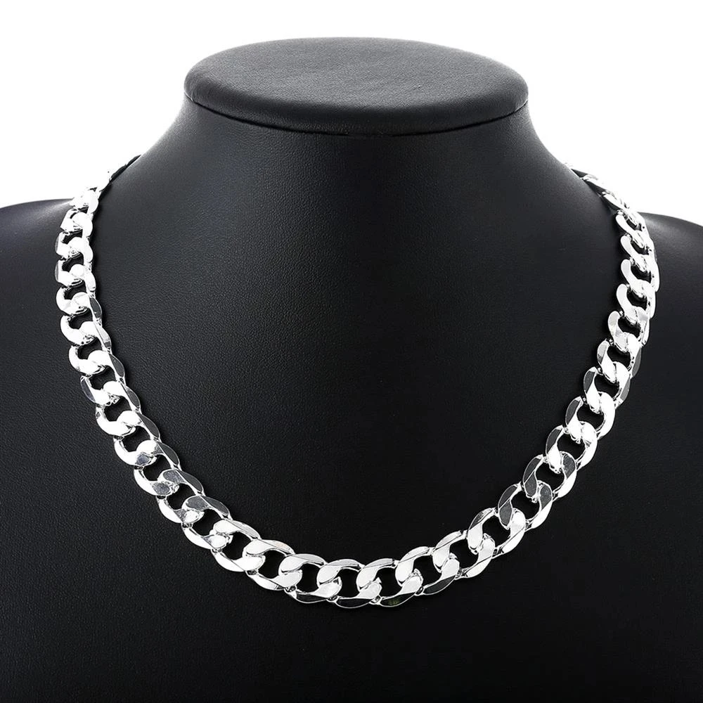 

Специальное предложение ожерелье из стерлингового серебра 925 пробы для мужчин Классическая цепь 12 мм 18-30 дюймов изящная Модная брендовая бижутерия женский свадебный подарок
