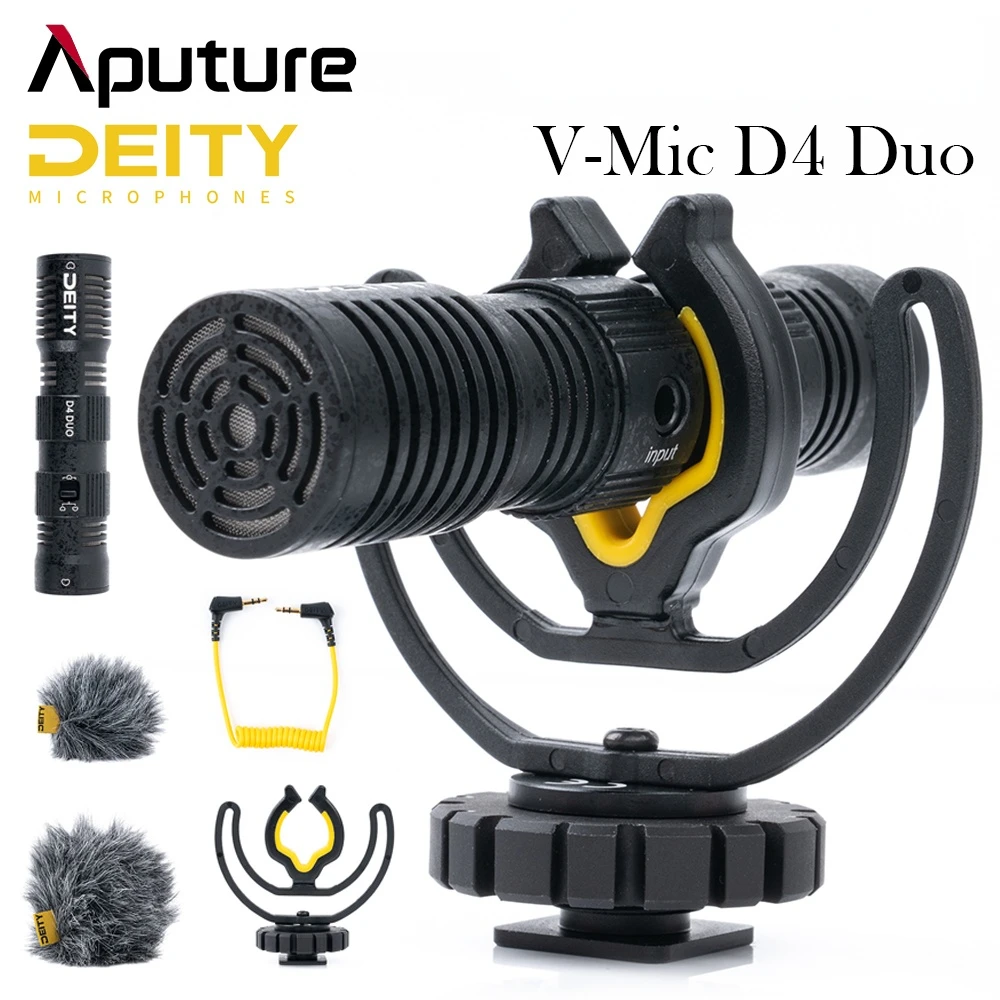 

Deity V-Mic D4 Duo Dual Head Capsule Shotgun Microphone Mic TRS 3.5MM Rycote Shockmount for DSLRs Vlog Video Studio Camera