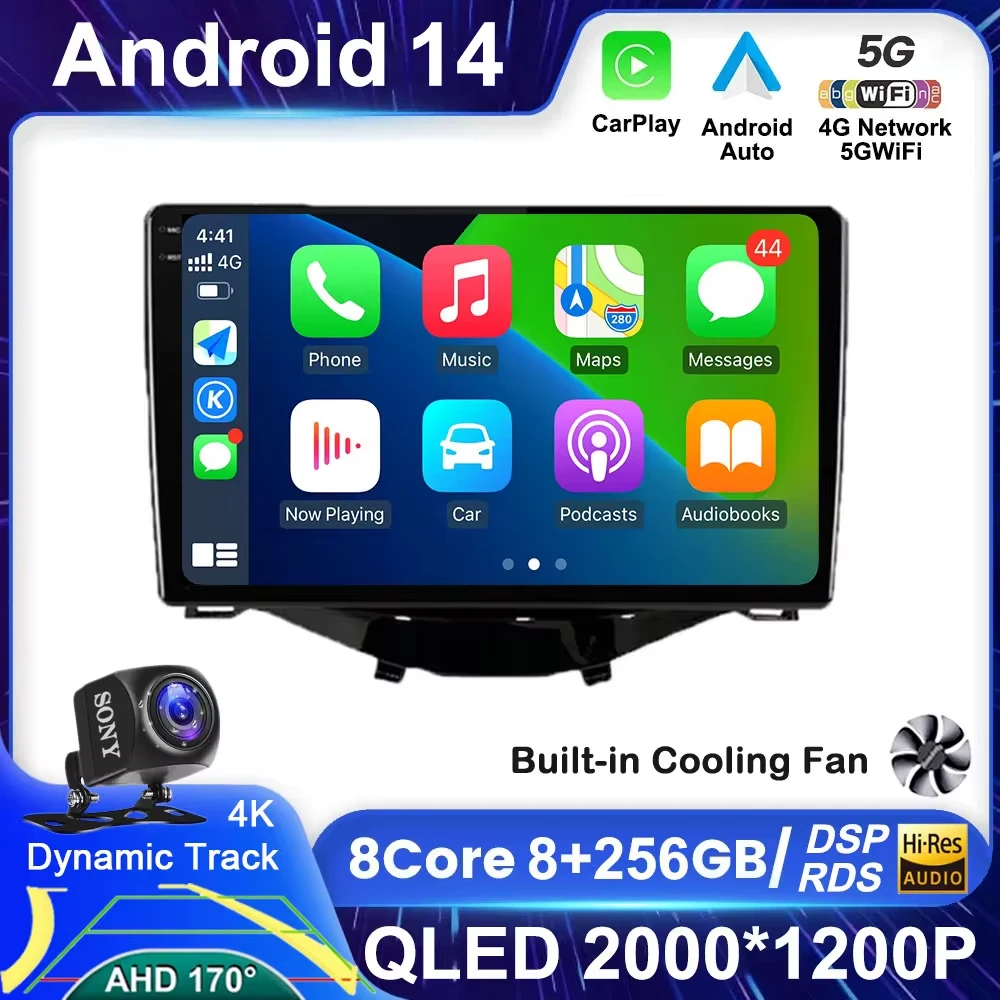 Android 14 авто радио для Toyota Aygo Peugeot 108 Citroen C1 2016-2020 Carplay автомобильный мультимедийный