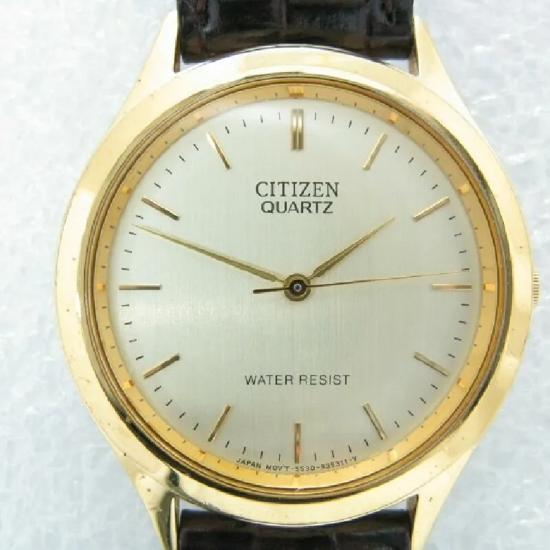 

Japanese citizen gold-plated quartz standard fine men's watch (crocodile belt)