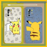 cute pikachu for xiaomi redmi note 11t 11 11s 10t 10 9t 9s 9 8t 8 7 6 5 pro liquid rope cover funda soft phone case capa