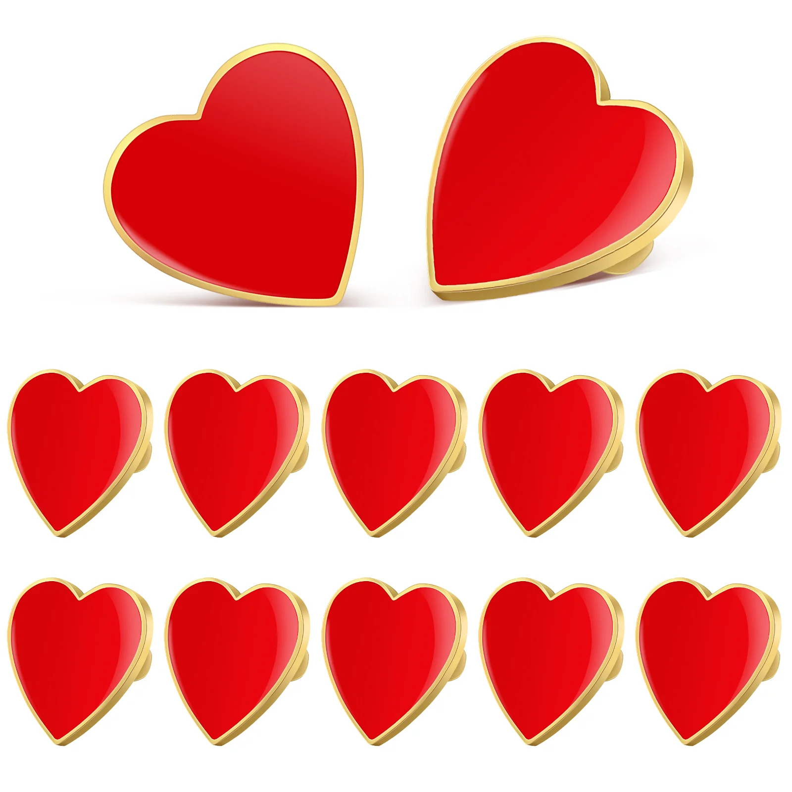 

12 Pcs Red Heart Brooches Fashion Lapel Accessories for Clothes Bags Hats