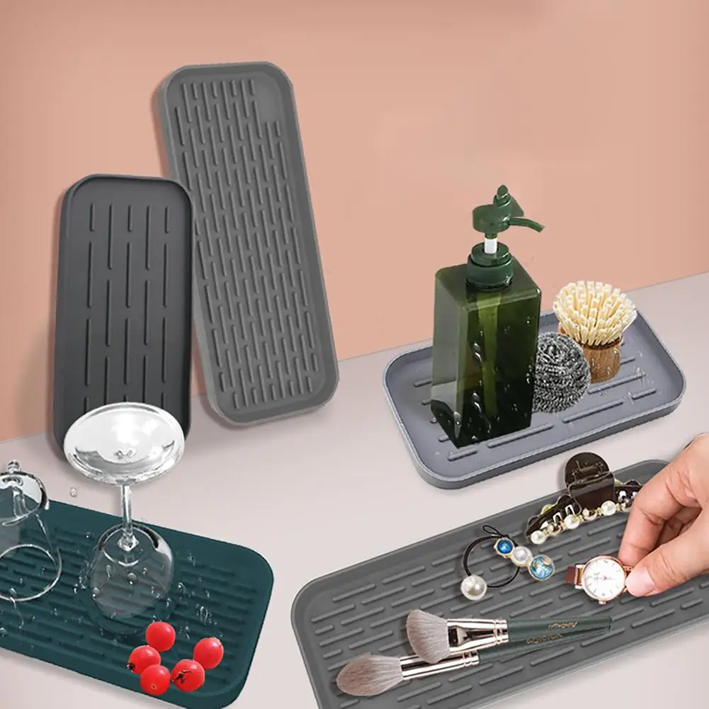 

【 Ready Stock 】Kitchen Bathroom Sink Tray Food Grade Silicone Anti-skid Easy Clean Organizer For Multiple Usage