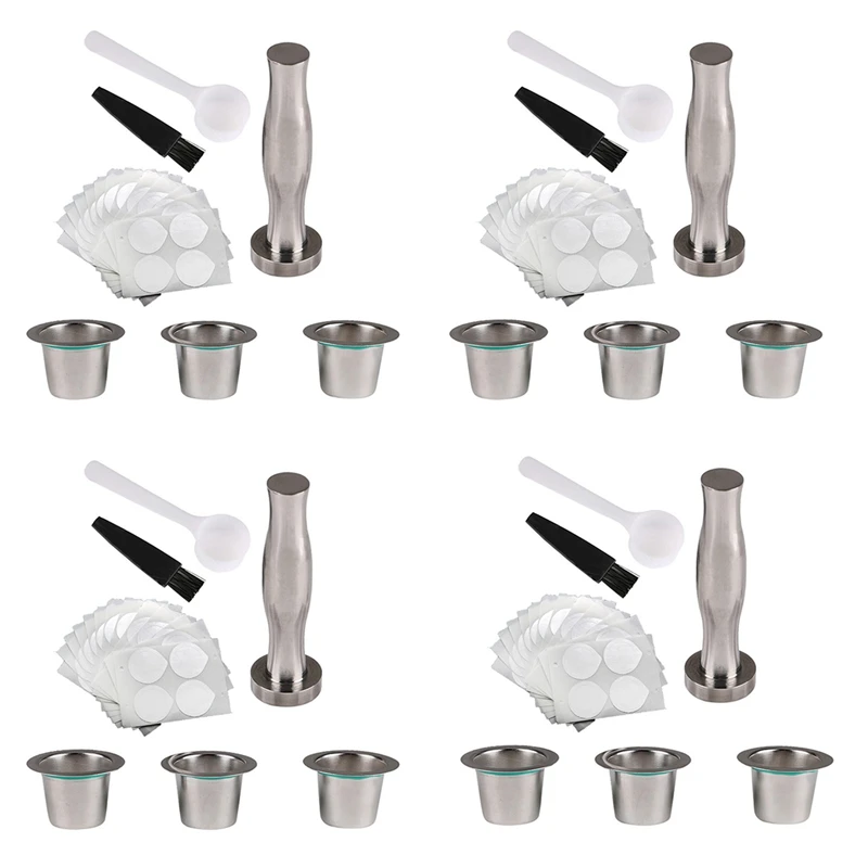 

4 шт., многоразовые капсулы для кофе, из нержавеющей стали