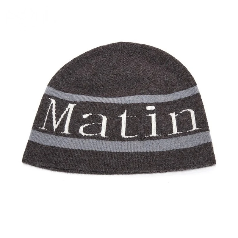 

Matin Kim Knitting Beanies Hat Men Women Letter Print Cap Fashion Hip Hop Hats 0224-4